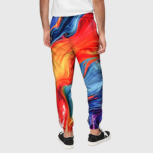 Мужские брюки Красно-синие масляные краски смешение абстракция / 3D-принт – фото 4
