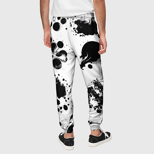 Мужские брюки Чёрно-белые кляксы - абстракция / 3D-принт – фото 4
