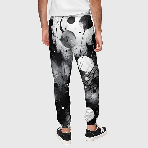 Мужские брюки Абстрактная чёрно-белая композиция / 3D-принт – фото 4