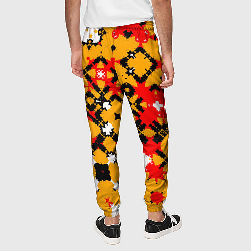 Мужские брюки Красно-желтая геометрическая абстракция / 3D-принт – фото 4
