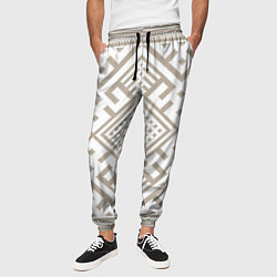 Брюки на резинке мужские Славянские узоры в бежевом цвете, цвет: 3D-принт — фото 2