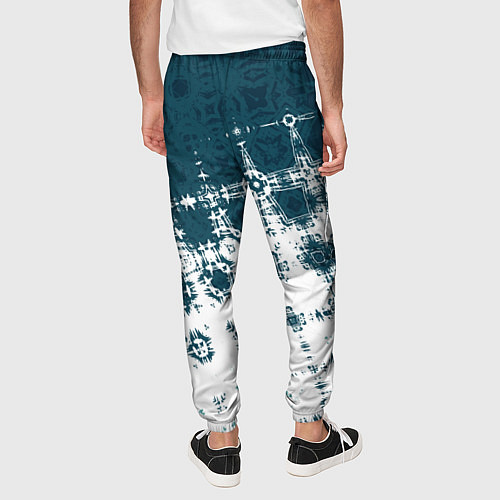 Мужские брюки Узорчатая текстура сине-белая / 3D-принт – фото 4
