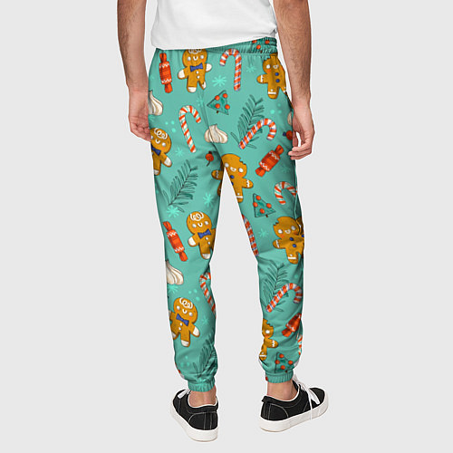 Мужские брюки Новогодний паттерн печенье с конфетами / 3D-принт – фото 4