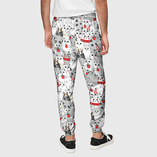 Мужские брюки Новогодние котики / 3D-принт – фото 4