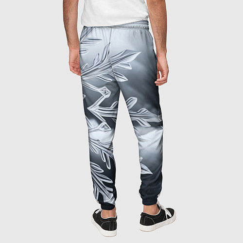 Мужские брюки Снежинка на черно белое / 3D-принт – фото 4