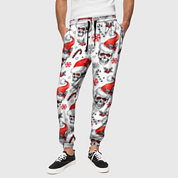 Брюки на резинке мужские Новогодние черепа, цвет: 3D-принт — фото 2