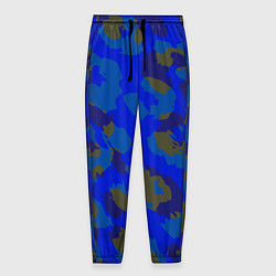Брюки на резинке мужские Леопардовые пятна на ярком синем, цвет: 3D-принт