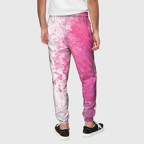 Мужские брюки Белый и розовый / 3D-принт – фото 4