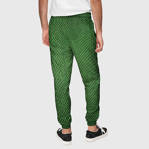 Мужские брюки Змеиная зеленая кожа / 3D-принт – фото 4
