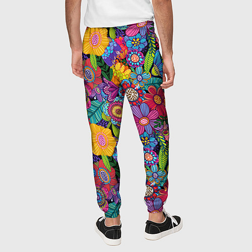Мужские брюки Яркие цветы / 3D-принт – фото 4