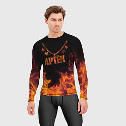 Рашгард мужской Артём - кулон на цепи в огне, цвет: 3D-принт — фото 2