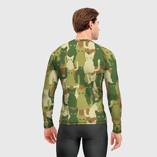 Мужской рашгард Камуфляж- зелёные кошки / 3D-принт – фото 4