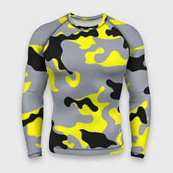 Рашгард мужской Yellow & Grey Camouflage, цвет: 3D-принт