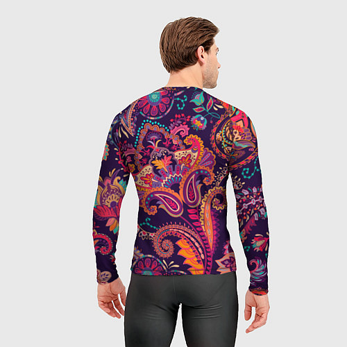 Мужской рашгард Орнамент пейсли - розовый / 3D-принт – фото 4