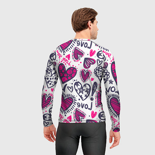 Мужской рашгард Love - pink hearts / 3D-принт – фото 4