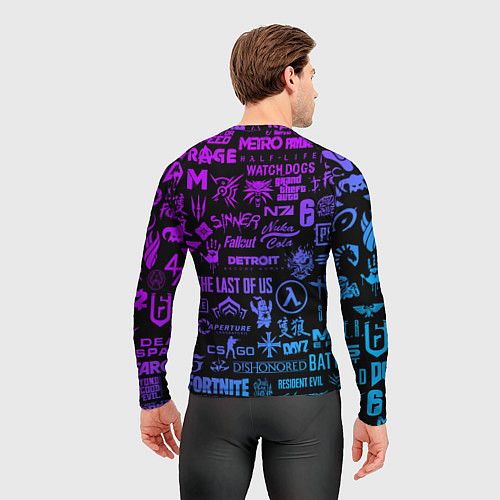 Мужской рашгард Неоновые лого игр / 3D-принт – фото 4