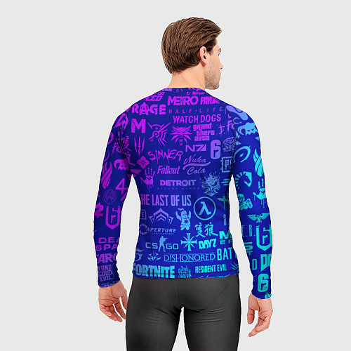 Мужской рашгард Неоновые геймерские лого / 3D-принт – фото 4