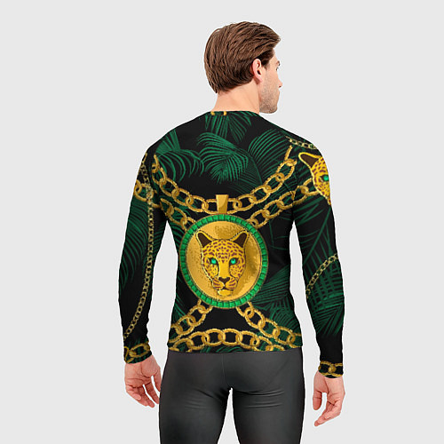 Мужской рашгард Золотой леопард и цепь / 3D-принт – фото 4