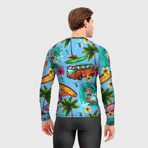 Мужской рашгард Пальмы, волны, серфинг / 3D-принт – фото 4