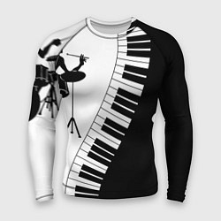 Рашгард мужской Черно Белое пианино, цвет: 3D-принт