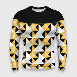 Рашгард мужской Черно-желтый геометрический, цвет: 3D-принт