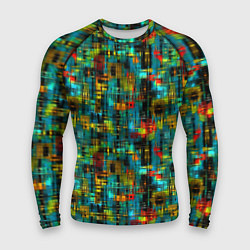 Рашгард мужской Разноцветные штрихи на бирюзе, цвет: 3D-принт
