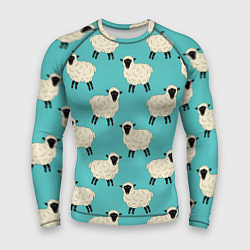 Мужской рашгард Овечки паттерн на бирюзовом
