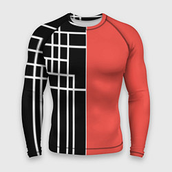 Мужской рашгард Черный и коралловый арт деко