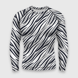 Рашгард мужской Черно-белый полосатый тигровый, цвет: 3D-принт