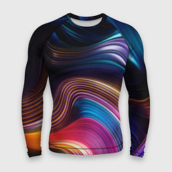 Рашгард мужской Цветные неоновые волны, цвет: 3D-принт