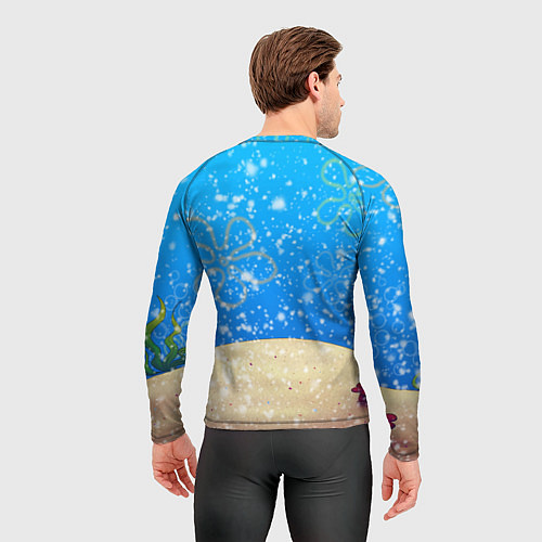 Мужской рашгард НОВОГОДНИЙ ГУБКА БОБ КВАДРАТНЫЕ ШТАНЫ / 3D-принт – фото 4