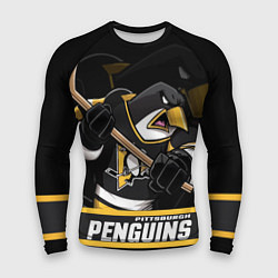 Рашгард мужской Питтсбург Пингвинз, Pittsburgh Penguins, цвет: 3D-принт