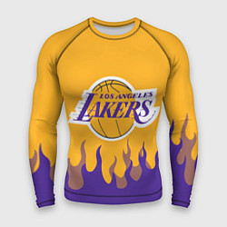 Рашгард мужской LA LAKERS NBA FIRE ЛЕЙКЕРС ОГОНЬ, цвет: 3D-принт