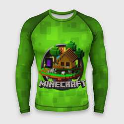 Мужской рашгард Minecraft Logo Green
