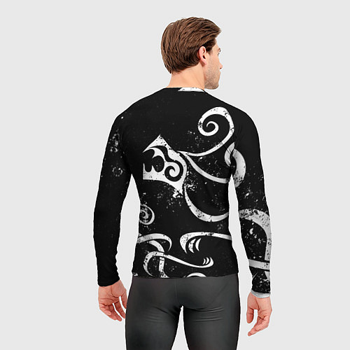 Мужской рашгард ТАТУИРОВКА ДРАКЕНА WHITE AND BLACK / 3D-принт – фото 4