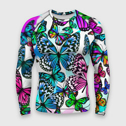Рашгард мужской Рой цветных бабочек, цвет: 3D-принт