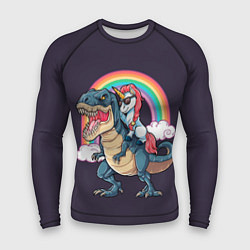 Рашгард мужской Модный Единорог На Динозавре, цвет: 3D-принт