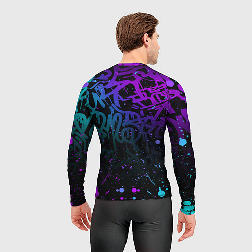 Мужской рашгард НЕОНОВОЕ ГРАФФИТИ НЕОНОВЫЕ БРЫЗГИ / 3D-принт – фото 4