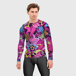 Рашгард мужской Star Colorful Pattern Fashion Neon, цвет: 3D-принт — фото 2