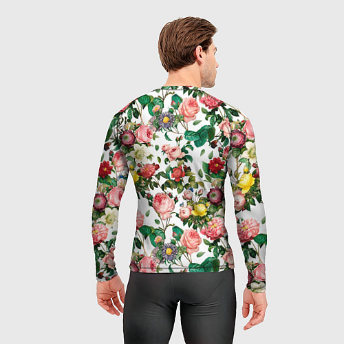 Мужской рашгард Узор из летних роз Summer Roses Pattern / 3D-принт – фото 4