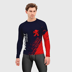 Рашгард мужской ПЕЖО Autosport Следы Шин, цвет: 3D-принт — фото 2