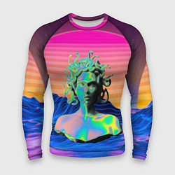 Рашгард мужской Gorgon Medusa Vaporwave Neon Mountains, цвет: 3D-принт