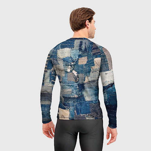 Мужской рашгард Patchwork Jeans Осень Зима 2023 / 3D-принт – фото 4