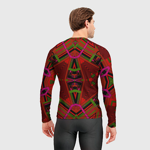 Мужской рашгард Геометрический этнический арабский узор в красно ч / 3D-принт – фото 4