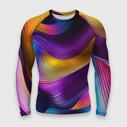 Рашгард мужской Абстрактная волновая композиция Неоновые полосы Ab, цвет: 3D-принт