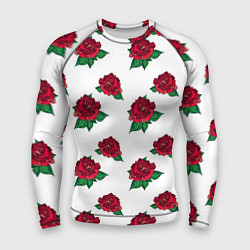 Рашгард мужской Цветы Красные Розы На Белом Фоне, цвет: 3D-принт