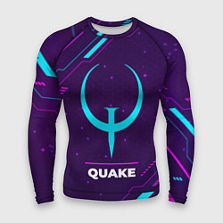 Рашгард мужской Символ Quake в неоновых цветах на темном фоне, цвет: 3D-принт