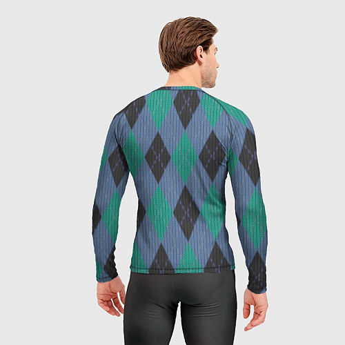 Мужской рашгард Стильный принт с ромбами / 3D-принт – фото 4