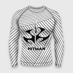 Рашгард мужской Символ Hitman на светлом фоне с полосами, цвет: 3D-принт