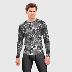 Рашгард мужской Черно-белый геометрический мозаичный узор, цвет: 3D-принт — фото 2